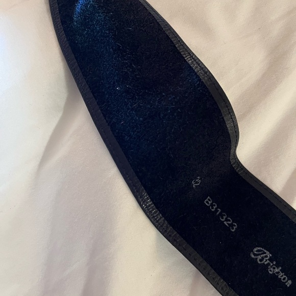 Brighton black leather belt with silver rose - Picture 8 of 15